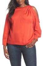 Women's Vince Camuto Asymmetrical Cold Shoulder Blouse - Red