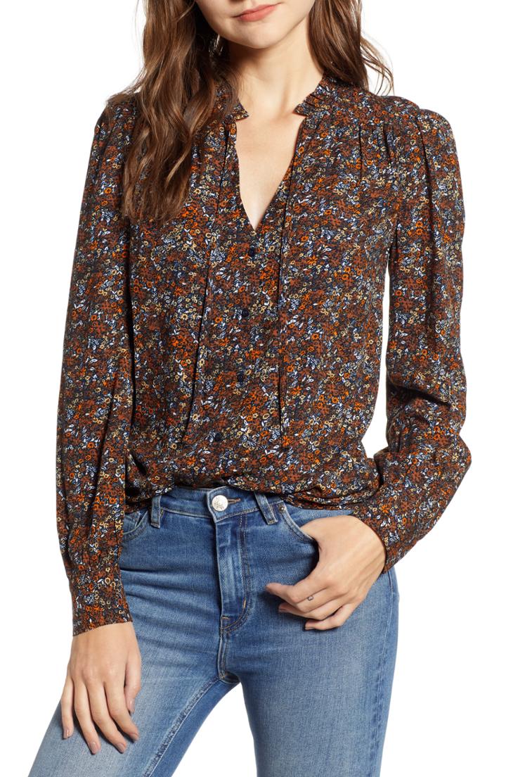 Women's Hinge Tie Neck Blouse - Brown
