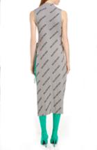 Women's Balenciaga Logo Print Rib Knit Wrap Dress - Metallic