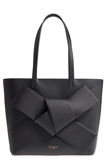 Ted Baker London Giant Knot Leather Shopper - Black