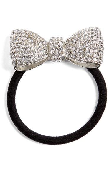 Tasha Crystal Bow Ponytail Holder, Size - Metallic