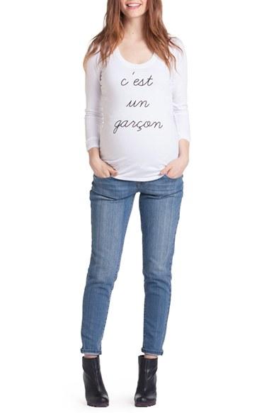 Women's Lilac Clothing Frenchie - Mom To Be Maternity Tee - White