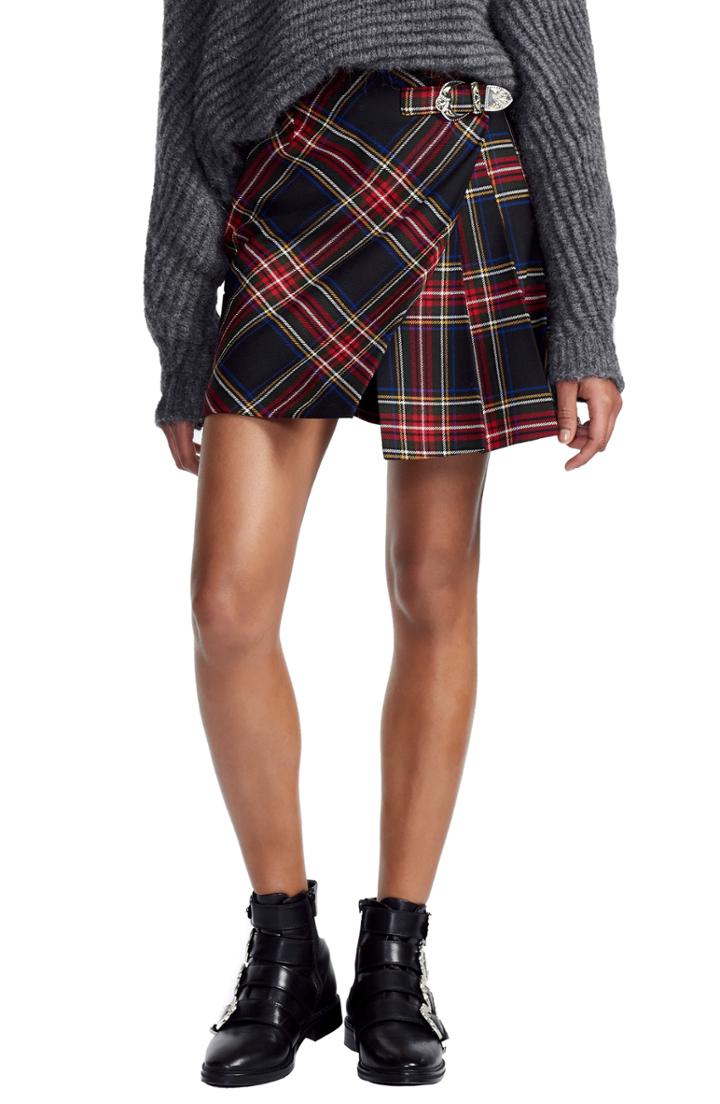 Women's Maje Plaid Pleat Skirt