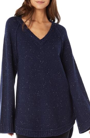 Women's Michael Stars Confetti Curved Hem Tunic Sweater - Blue