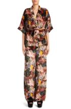 Women's Erdem Zeta Floral Print Velvet Kimono Wrap Jacket Us / 12 Uk - Pink