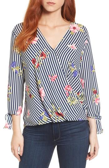 Petite Women's Everleigh Surplice Neck Top P - Black