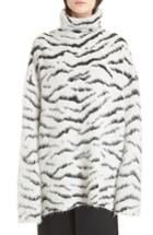 Women's Givenchy Zebra Stripe Mohair & Wool Blend Turtleneck Sweater - White