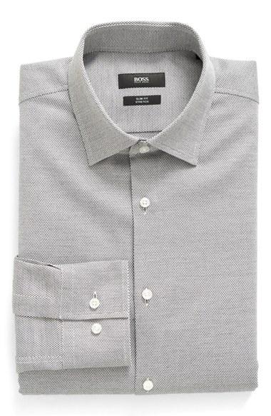 Men's Boss Slim Fit Solid Stretch Dress Shirt .5 - Black