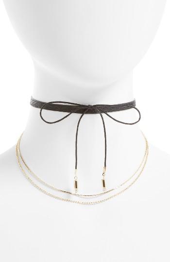 Women's Bp. Wrap Leather Cord & Chain Choker