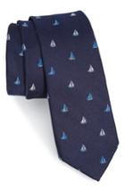 Men's Nordstrom Men's Shop Sailboat Silk Skinny Tie, Size - Blue