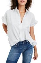 Women's Madewell Windowpane Check Ruffle Shirt, Size - White