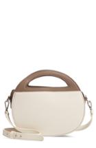 Leith Two-tone Faux Leather Oval Crossbody Bag - Beige