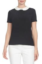 Women's Cece Pleat Collar Colorblock Top - Black