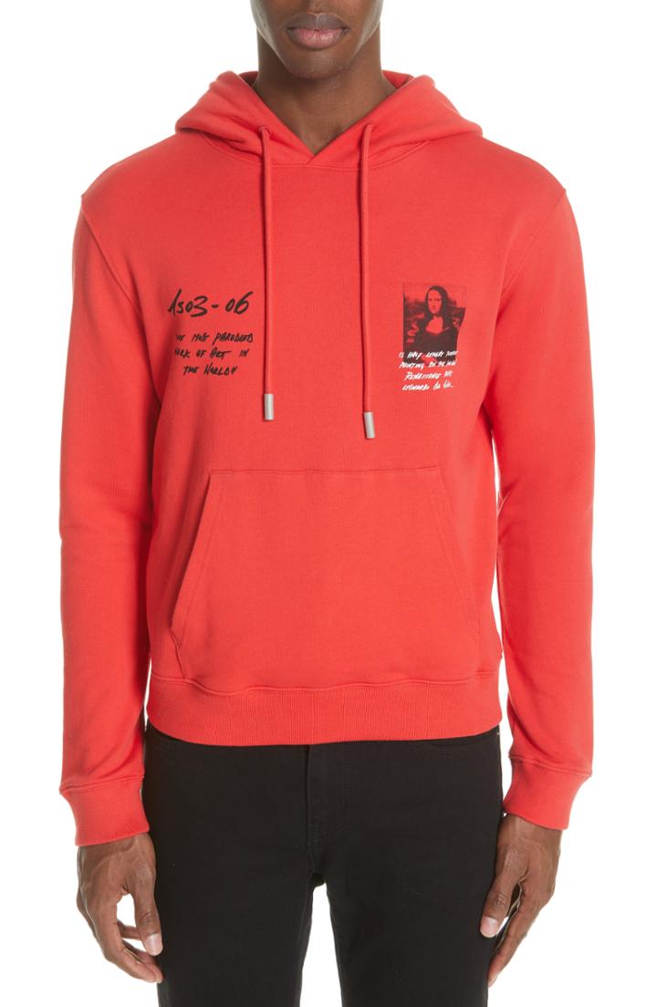 Men's Off-white Monnalisa Slim Fit Graphic Hoodie - Red