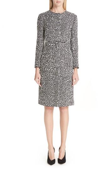 Women's Oscar De La Renta Belted Tweed Jacket - Black