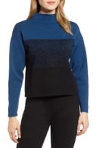 Women's Anne Klein Mock Neck Colorblock Sweater - Blue