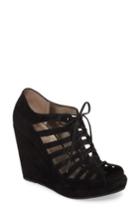 Women's Johnston & Murphy Maddie Caged Wedge Sandal .5 M - Black