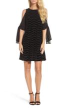 Women's Taylor Dresses Chiffon Sleeve Velvet Burnout Shift Dress - Black