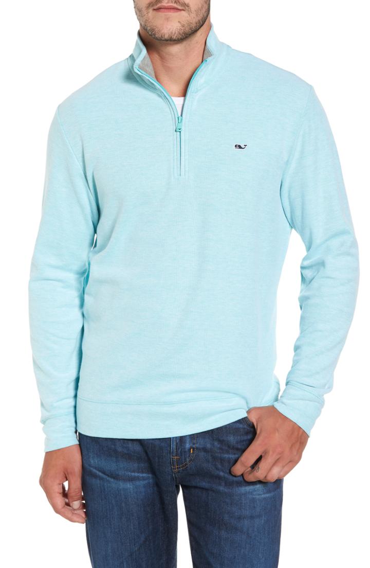 Men's Vineyard Vines Breaker Saltwater Quarter Zip Pullover - Green