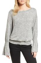 Women's Hinge Brushed Smocked Sweatshirt, Size - Grey