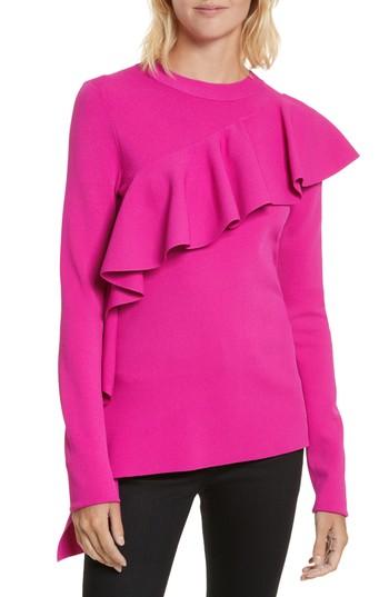 Women's Diane Von Furstenberg Ruffle Front Pullover, Size - Pink