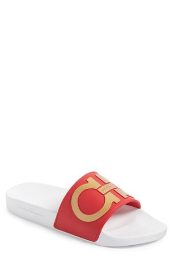 Men's Salvatore Ferragamo Groove Slide Sandal M - Red