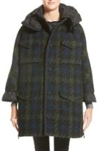 Women's Moncler Euphrasie Wool Blend Houndstooth Coat - Black
