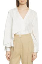 Women's Robert Rodriguez Stripe Drape Front Blouse - Ivory