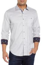 Men's Bugatchi Shaped Fit Sport Shirt - Brown