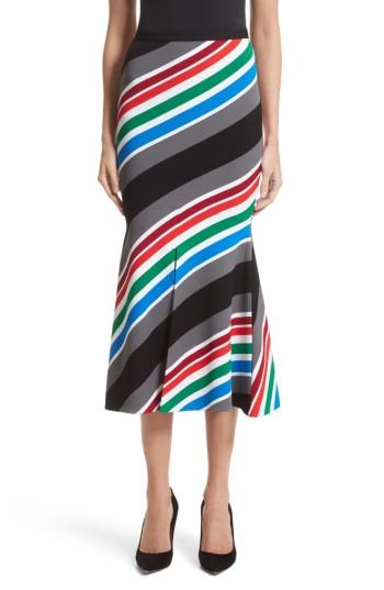 Women's Oscar De La Renta Compact Knit Stripe Skirt