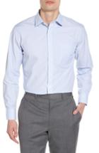 Men's Nordstrom Men's Shop Trim Fit No-iron Stripe Dress Shirt .5 34/35 - Blue