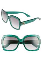Women's Gucci 54mm Square Sunglasses - Glitter Emerald/ Grey