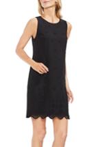 Women's Vince Camuto Scalloped Eyelet Shift Dress - Black