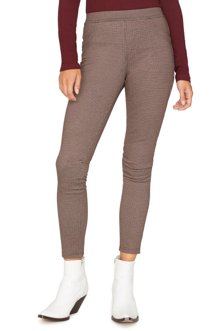 Women's Sanctuary Grease Plaid Leggings - Burgundy