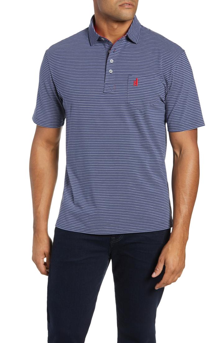 Men's Johnnie-o Cliffs Fit Stripe Polo, Size Large - Blue