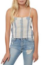 Women's O'neill Juliana Cotton & Linen Stripe Crop Tank Top - Ivory