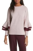 Women's Ted Baker London Frill Sleeve Sweatshirt - Pink