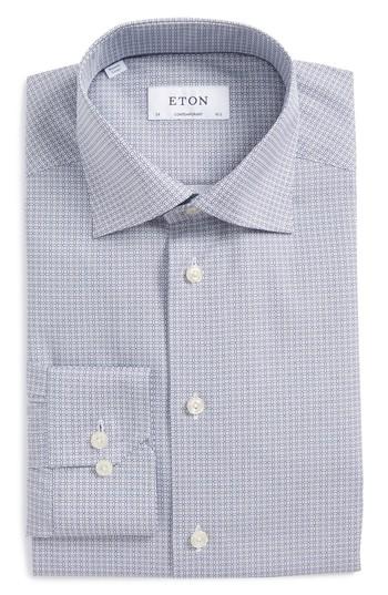 Men's Eton Contemporary Fit Microprint Dress Shirt - Blue