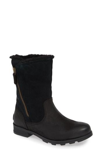 Women's Sorel Emelie Waterproof Faux Fur Lined Boot .5 M - Black