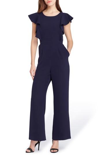Women's Tahari Ruffle Cap Sleeve Jumpsuit - Blue