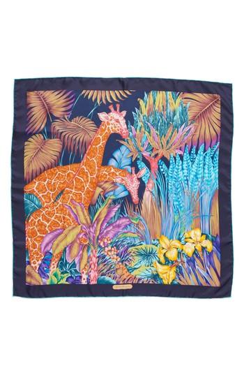 Women's Salvatore Ferragamo Silk Square Scarf, Size - Blue