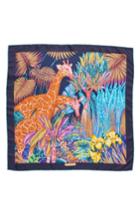 Women's Salvatore Ferragamo Silk Square Scarf, Size - Blue