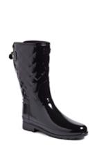 Women's Hunter Refined High Gloss Quilted Short Rain Boot M - Black