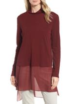 Women's Eileen Fisher Sheer Hem Silk Tunic - Burgundy