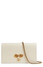 Women's Gucci Fiocchino Leather Wallet On A Chain - White