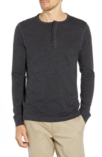 Men's 1901 Jaspe Long Sleeve Fit Henley, Size Small - Black