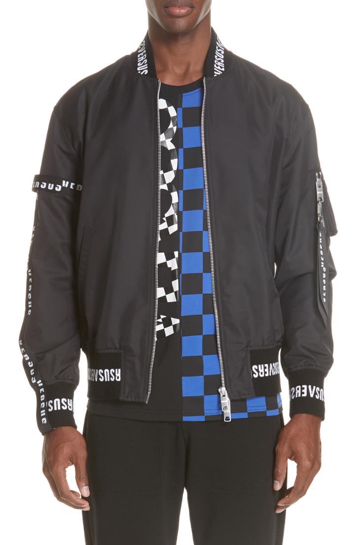 Men's Versus Versace Strap Bomber Jacket