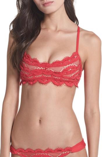Women's Pilyq Lace Bikini Top, Size D - Red