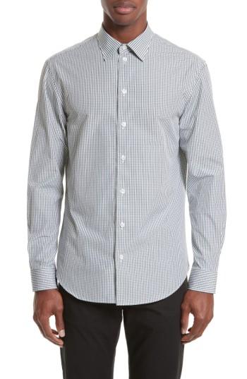 Men's Armani Collezioni Regular Check Sport Shirt - Green