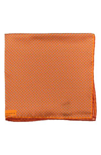 Men's Robert Talbott Geometric Silk Pocket Square, Size - Orange
